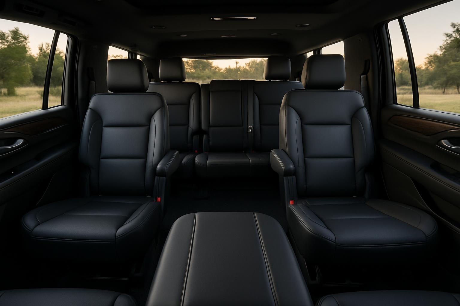 Spacious Suburban interior with three rows