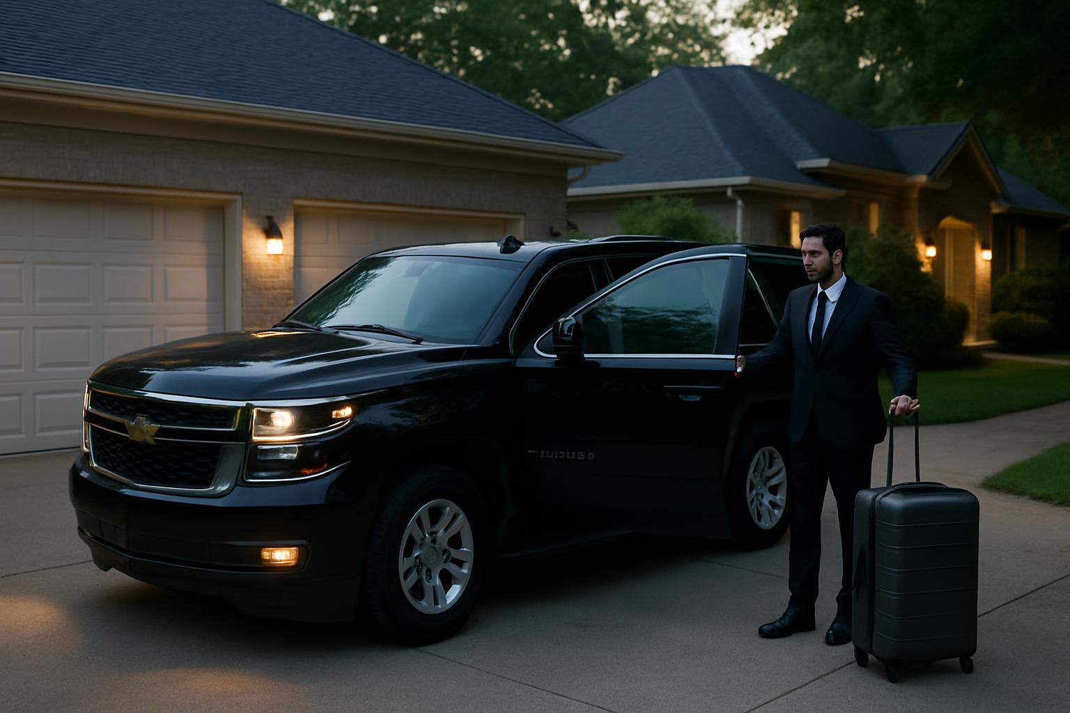 Home pickup with driver loading luggage