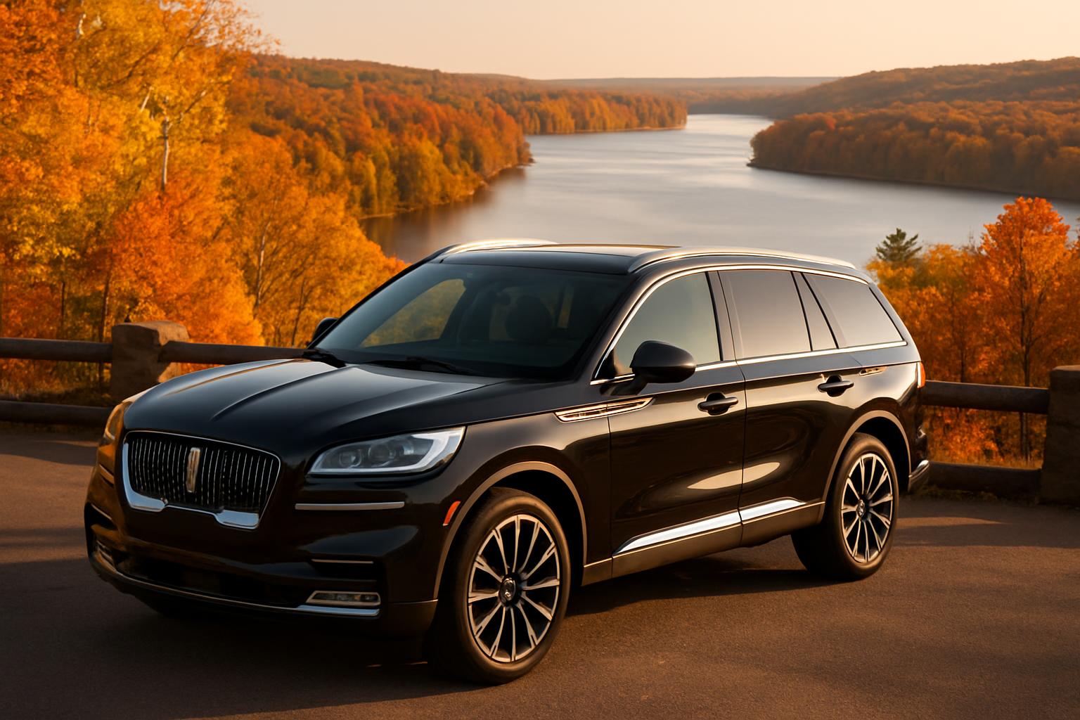 Black SUV at scenic Minnesota overlook