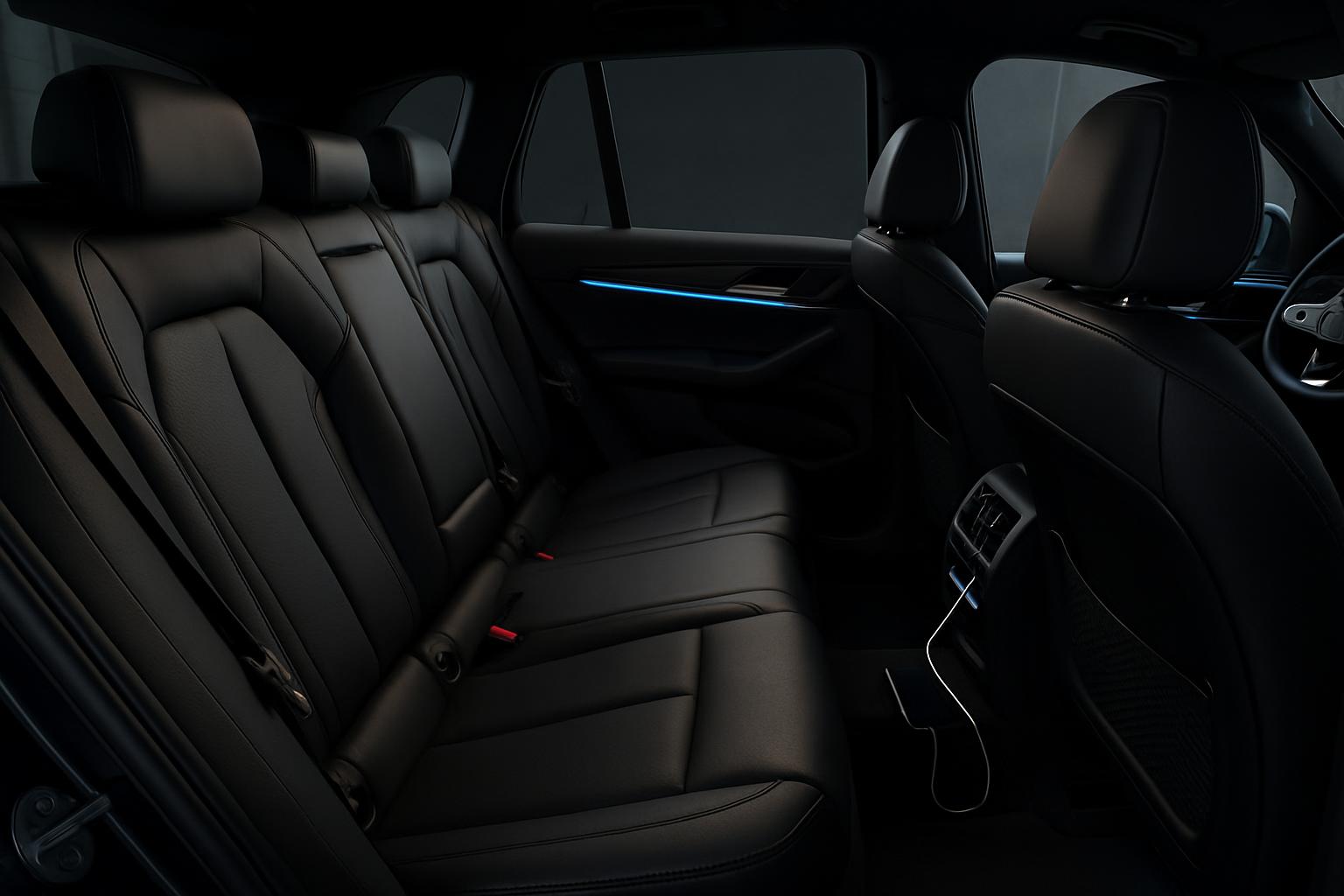 Premium vehicle interior prepared for airport transfer